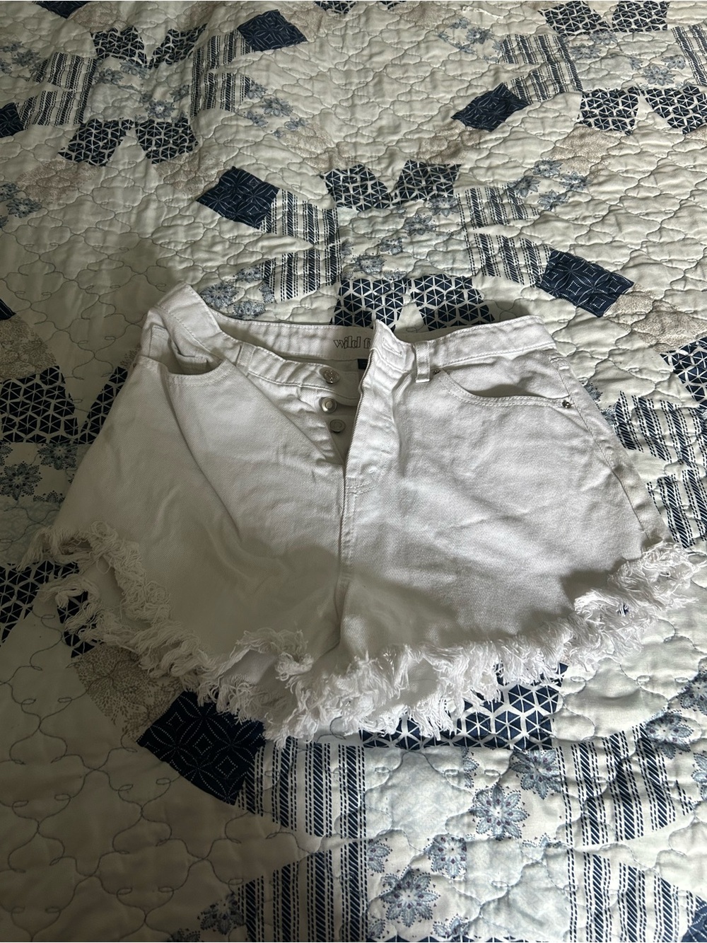 wild fable White Distressed Fringe Denim Shorts